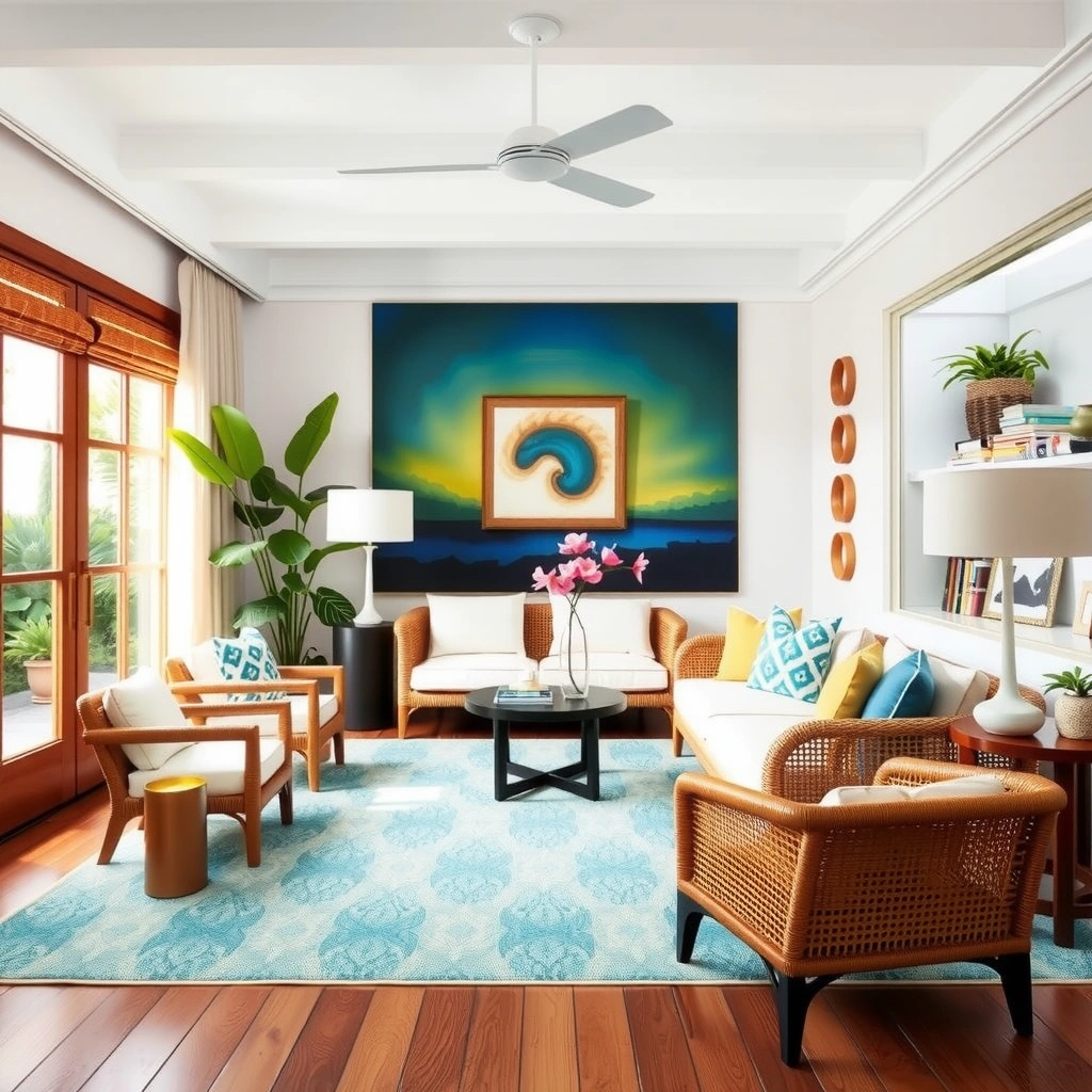 blue and white living room 15