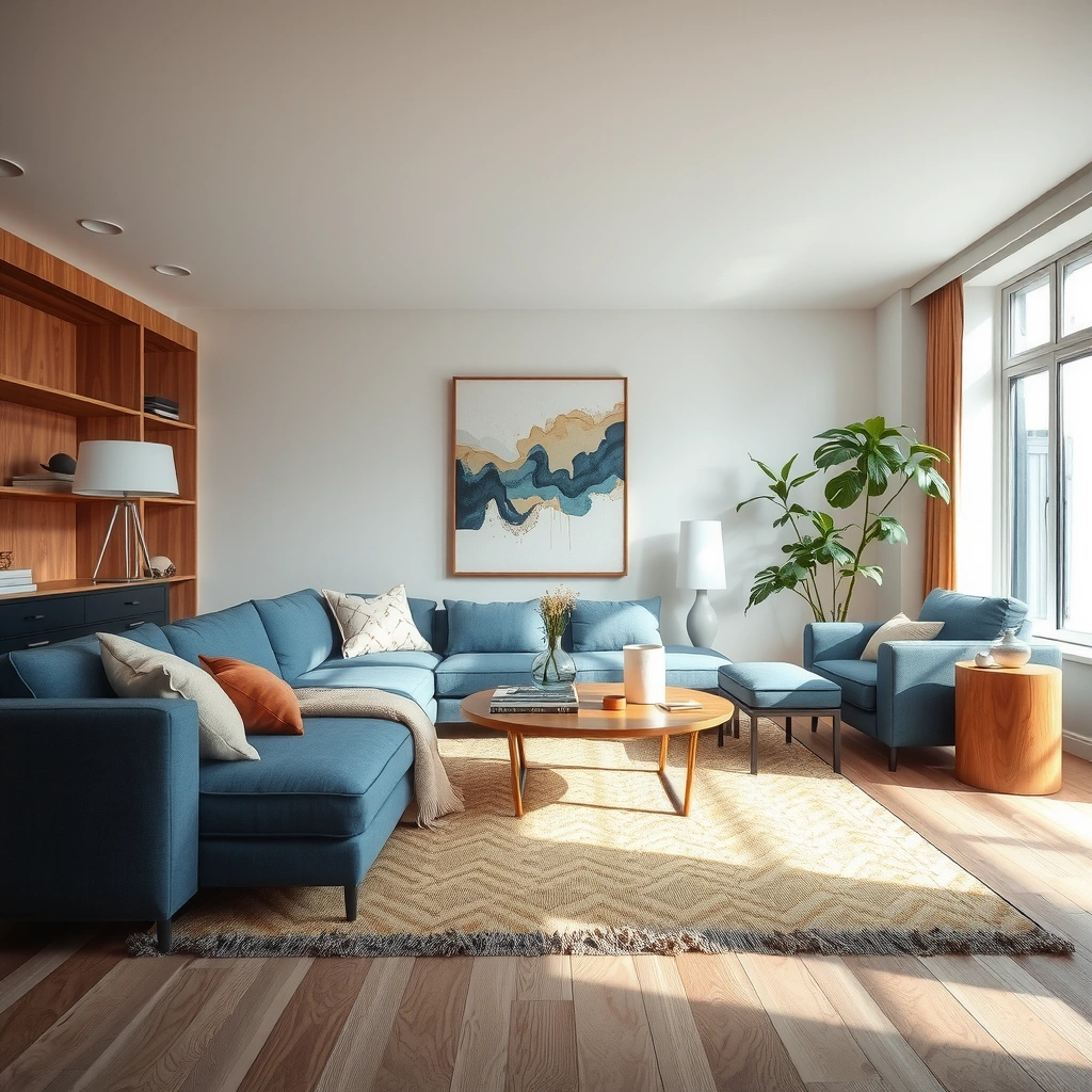 blue couch living room 14