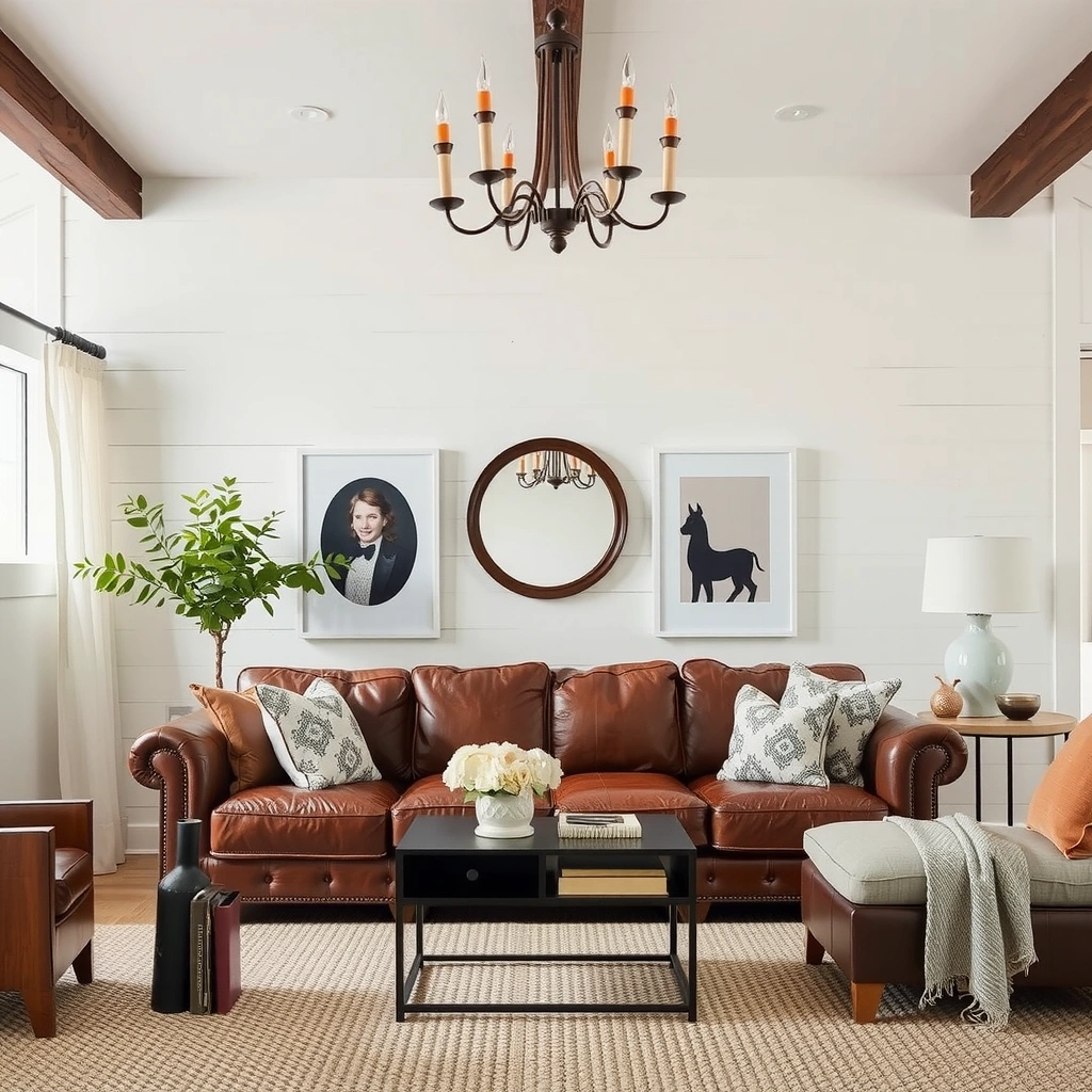 brown leather sofa living room 10