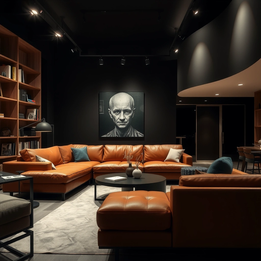 brown leather sofa living room 12