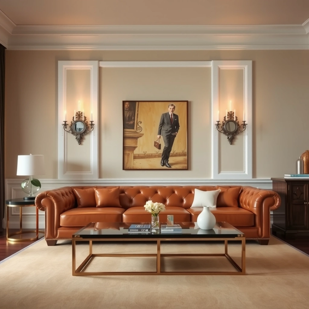 brown leather sofa living room 14