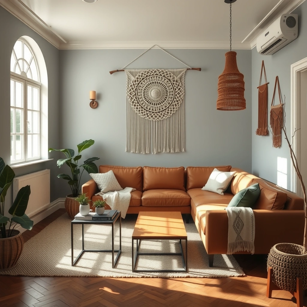 brown leather sofa living room 3