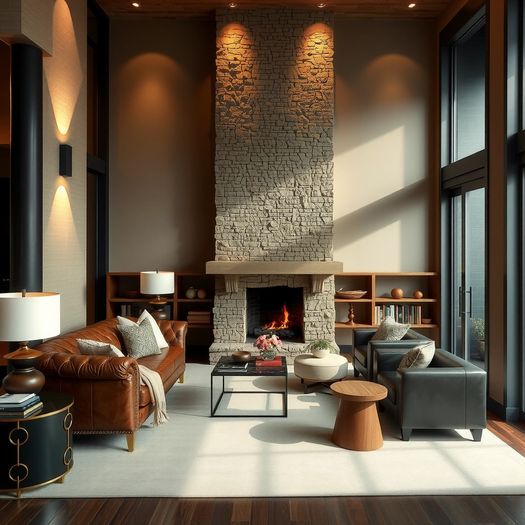 brown leather sofa living room 4