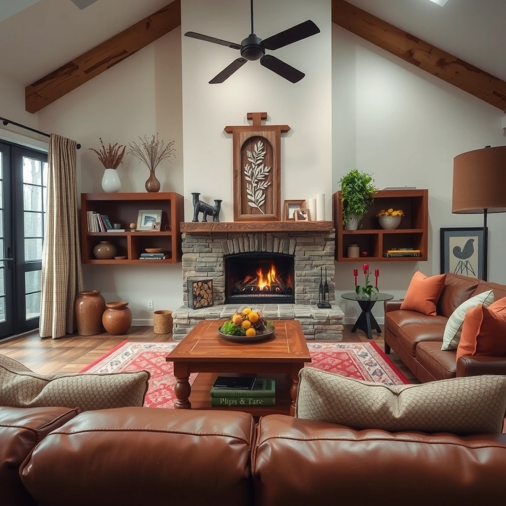 brown leather sofa living room 5