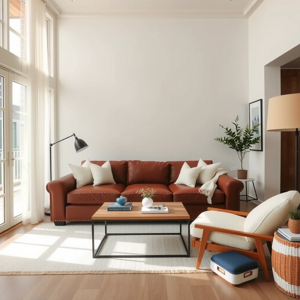 brown leather sofa living room 9