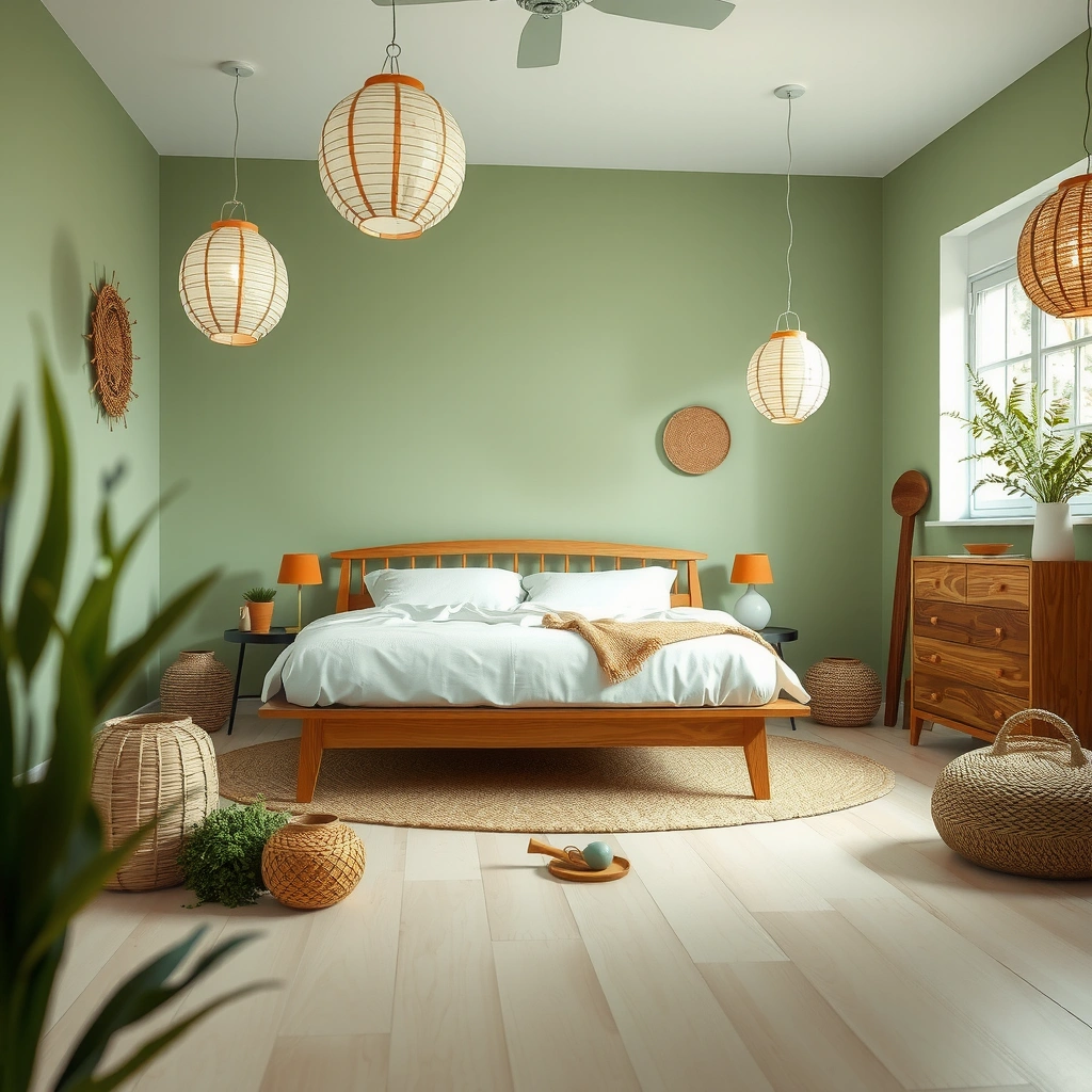 green boho bedroom 14