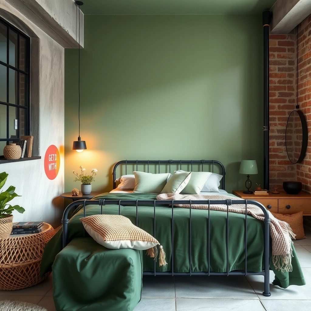 green boho bedroom 17