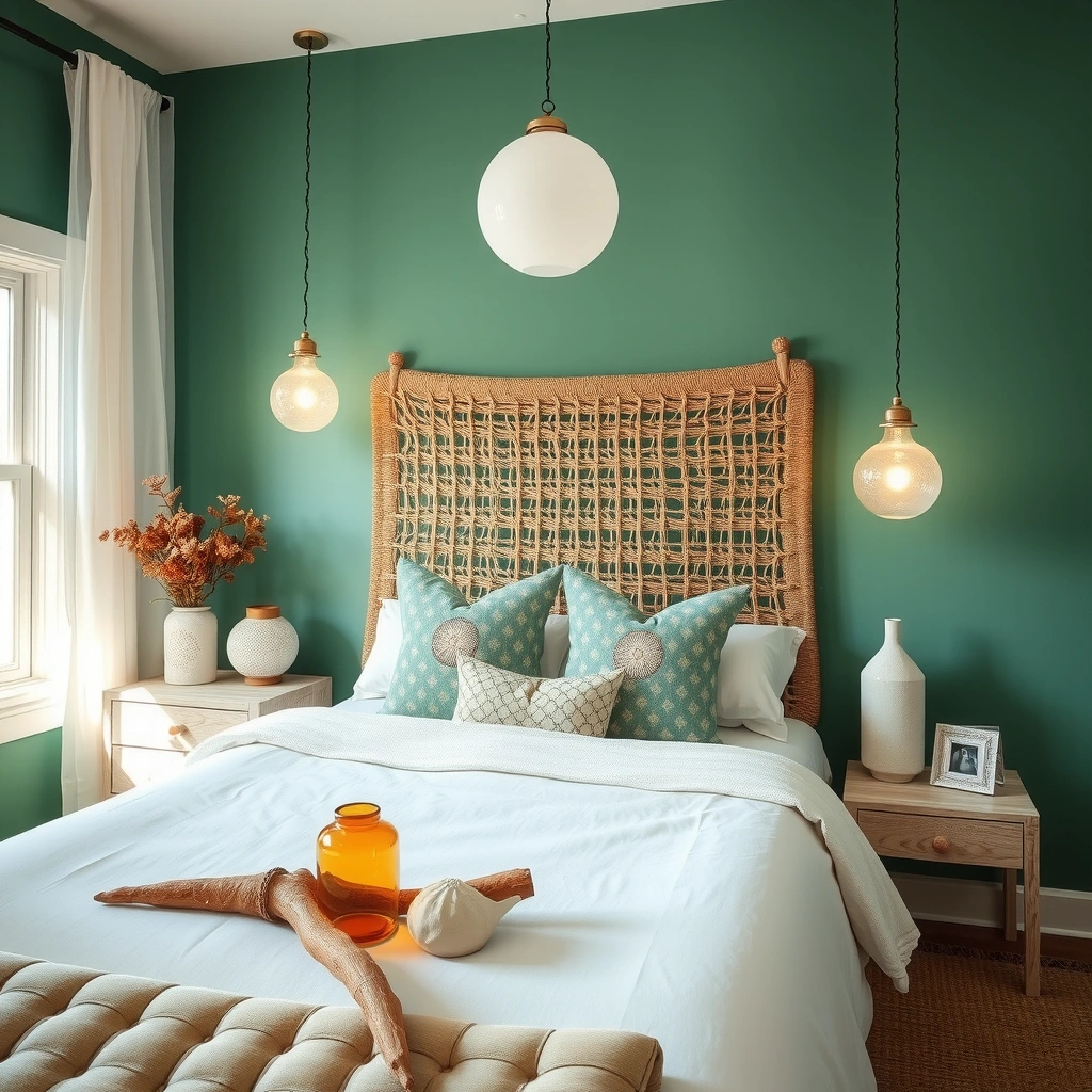 green boho bedroom 18