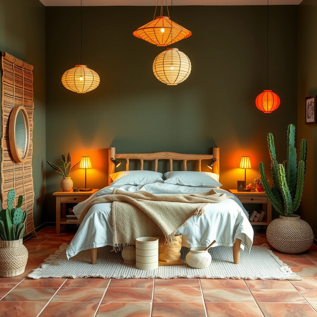 green boho bedroom 19