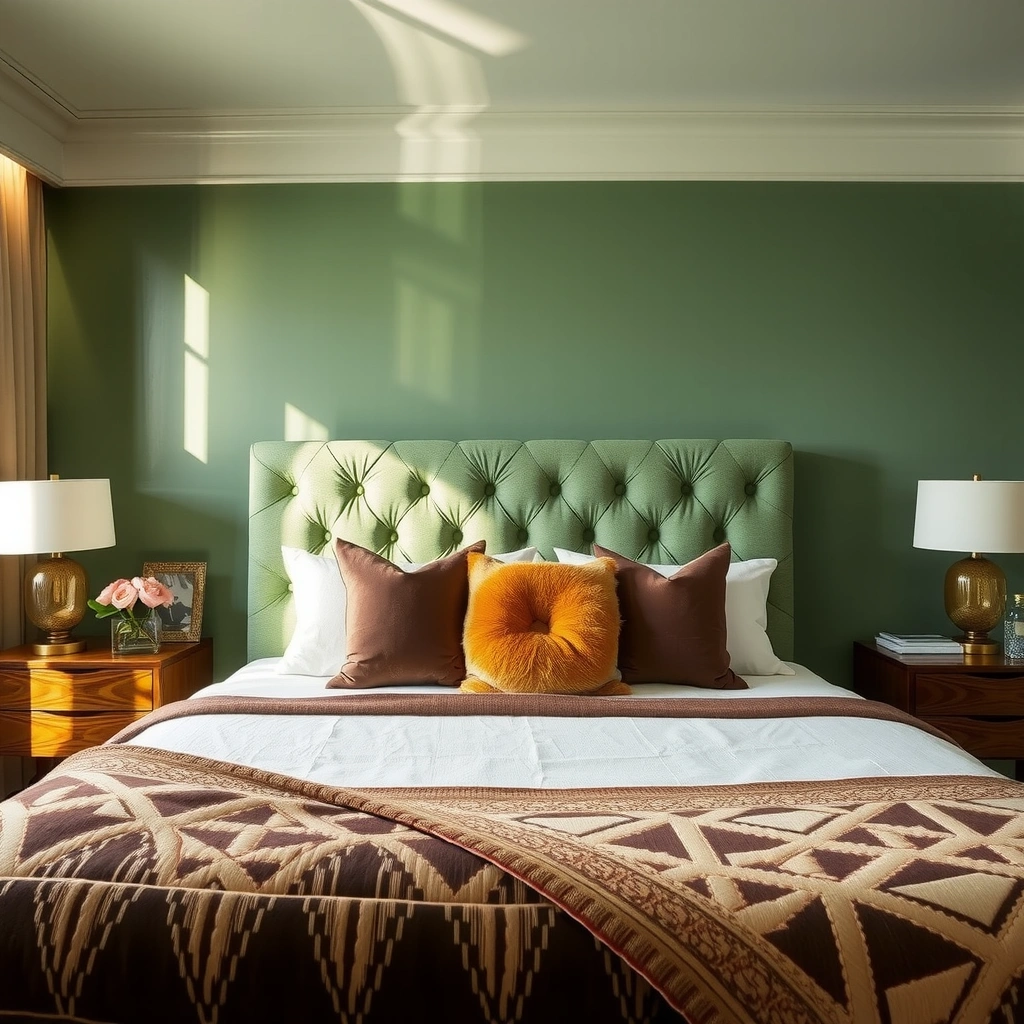 green boho bedroom 20