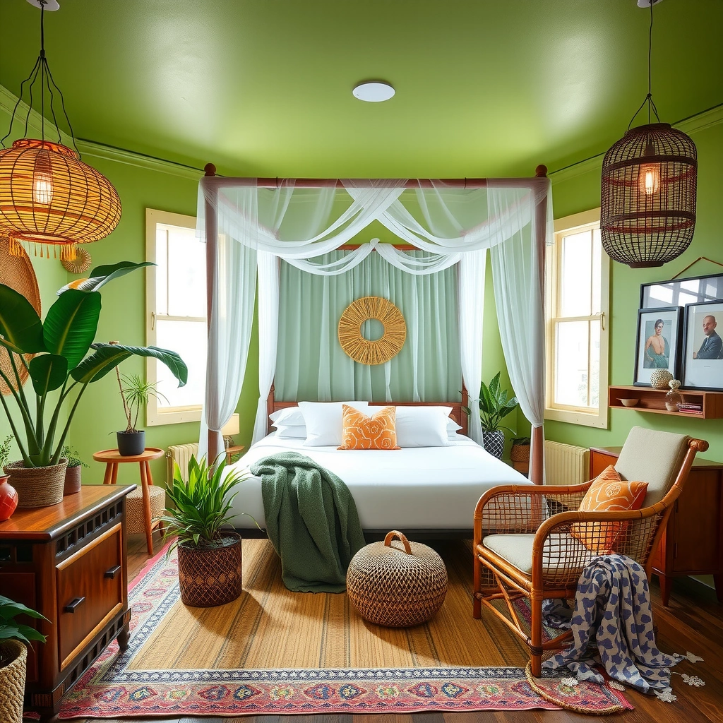 green boho bedroom 3