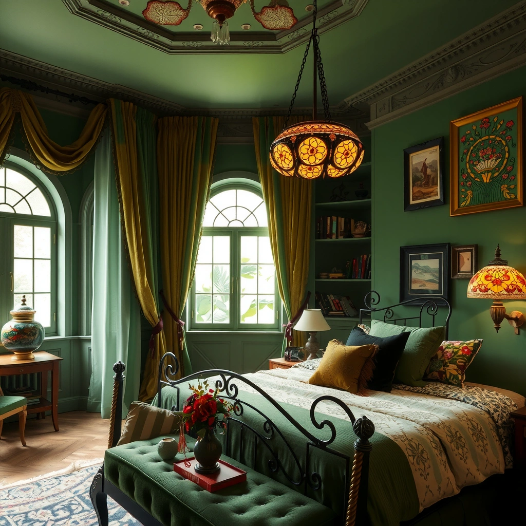 green boho bedroom 8