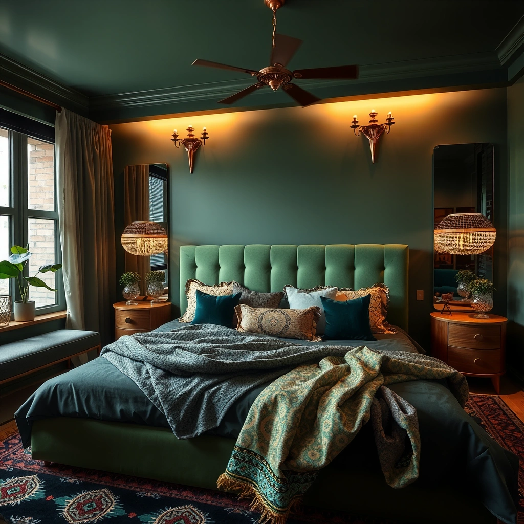 green boho bedroom 9