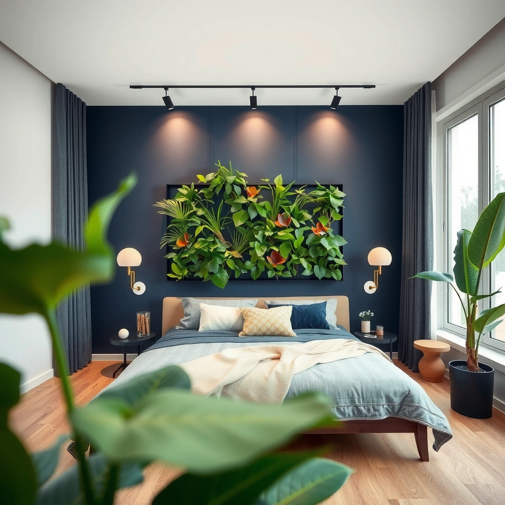 navy blue and beige bedroom 19