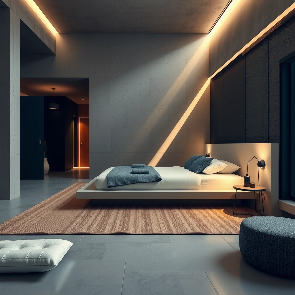 navy blue and beige bedroom 4