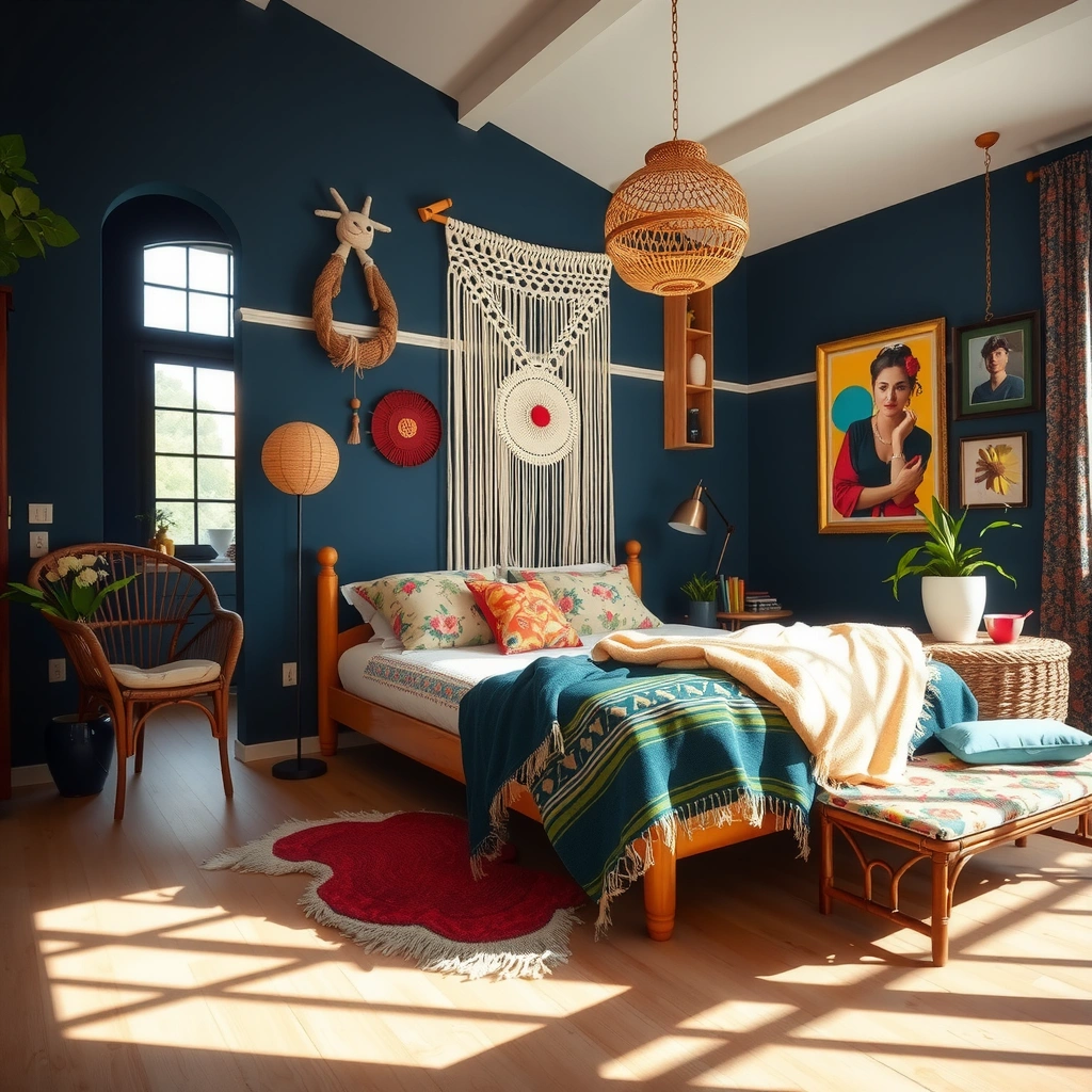 navy blue and beige bedroom 8